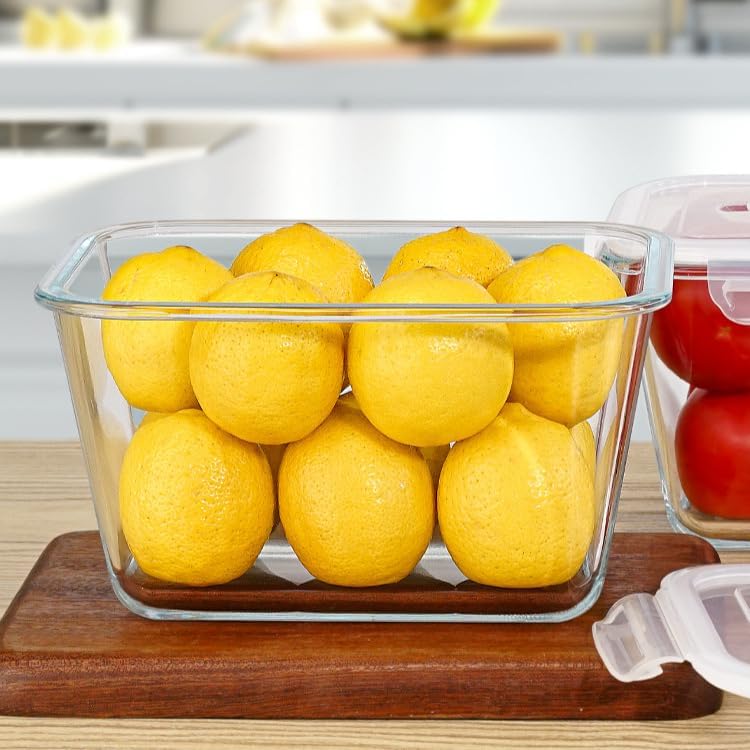 88Oz 2 Pcs Large Glass Food Storage Containers Family Size Set Baking Containers with Locking Lids Storing food, BPA Free Leak Proof Microwave Oven Safe