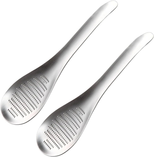 2Pcs Stainless Steel Kitchen Practical Spoon Shape Fruit Mixer Ginger Grater Wasabi Garlic Grinding Tools Cheese Grater