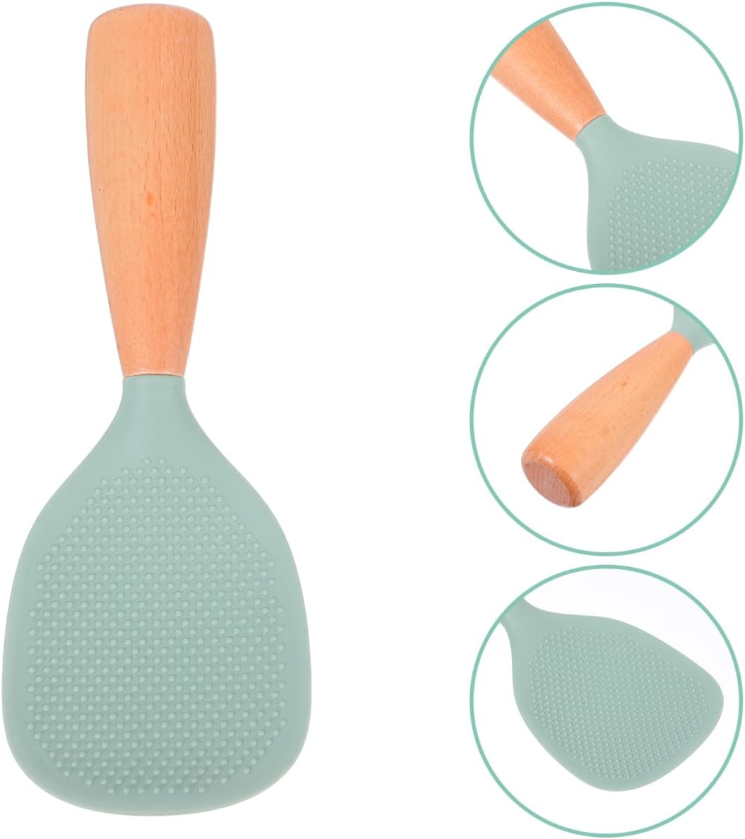 MAGICLULU Silicone Rice Paddle with Wooden Handle, Non Stick Rice Spoon