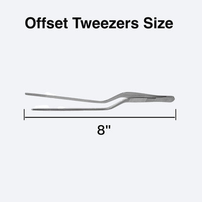8-Inch Offset Tweezers - Professional Stainless Steel Culinary & Plating Tweezers for Chefs, Precision Cooking, Garnishing, Food Tweezer Tongs (Silver)