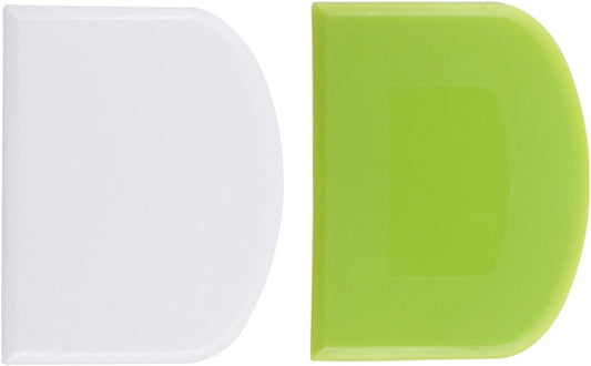 Dough Scraper Set, Flexible Plastic Bowl Scrapers, 4.6x3.65 Inch Sharp Edge Bench Scraper for Baking, Cake Decorating Tools (2, Green And White)