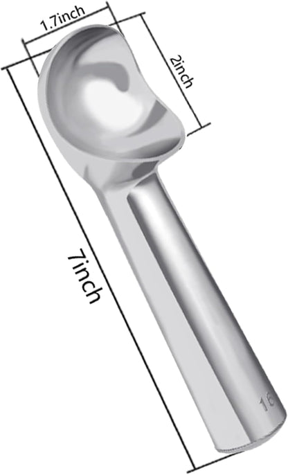 Pimoys Ice Cream Scoop, 7 Inch Aluminum, Nonstick, Bright Silver