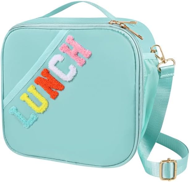 Nsrzua Lunch Bag Kids-Kids Insulated Lunch Bag with Adjustable Strap - Reusable Leakproof Lunch Box for Girls, Preppy School Lunch Tote for Travel, Picnic,School & Winter Camp