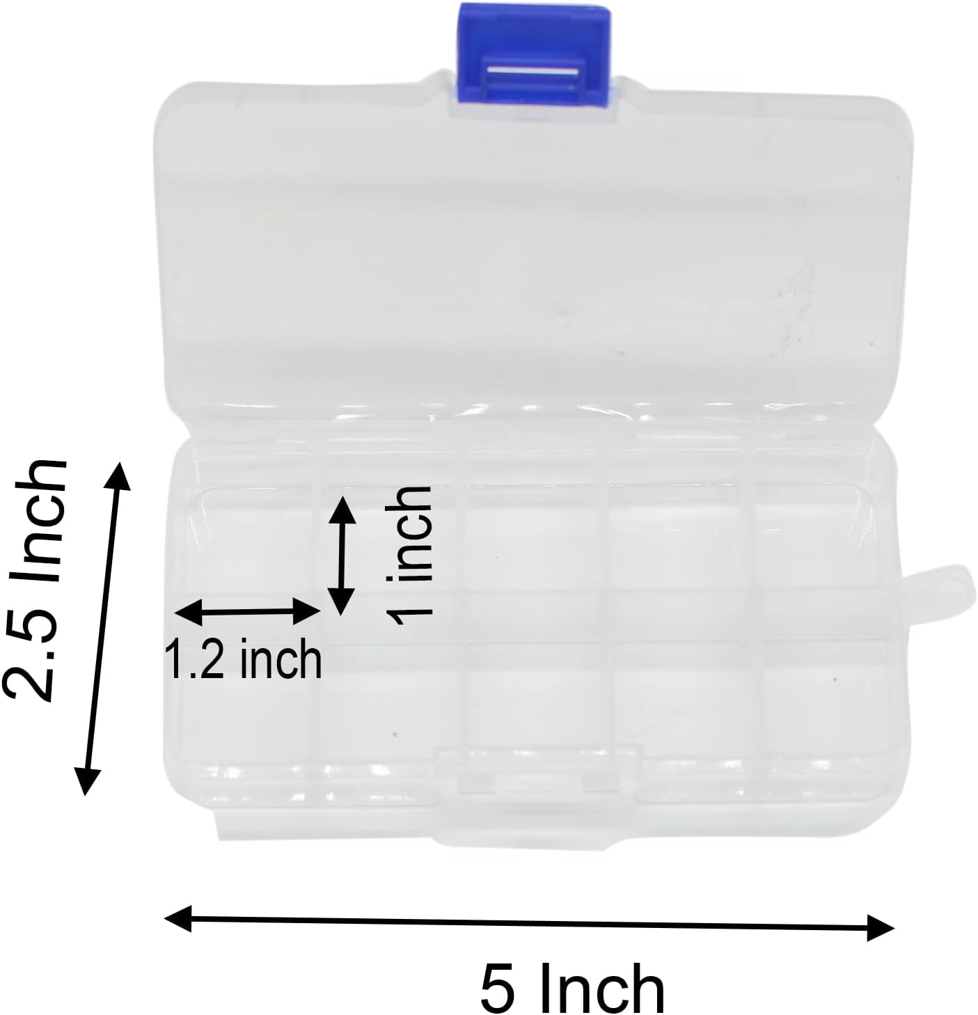 Yansanido 4 Pcs 10 Grids 5 Inch x 2.5 Inch Adjustable Small Removable Clear Plastic Jewelry Organizer Divider Storage Box Jewelry Earring Tool Containers (White (10-Grid) 4pcs)