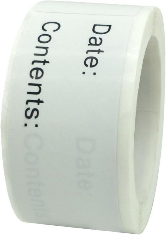 120PCS Removable Food Labels with Date & Contents Sections - Residue-Free, Easy-Clean Stickers for Kitchen, Freezer, Refrigerator & Storage Jars, Ideal for Pantry Organization
