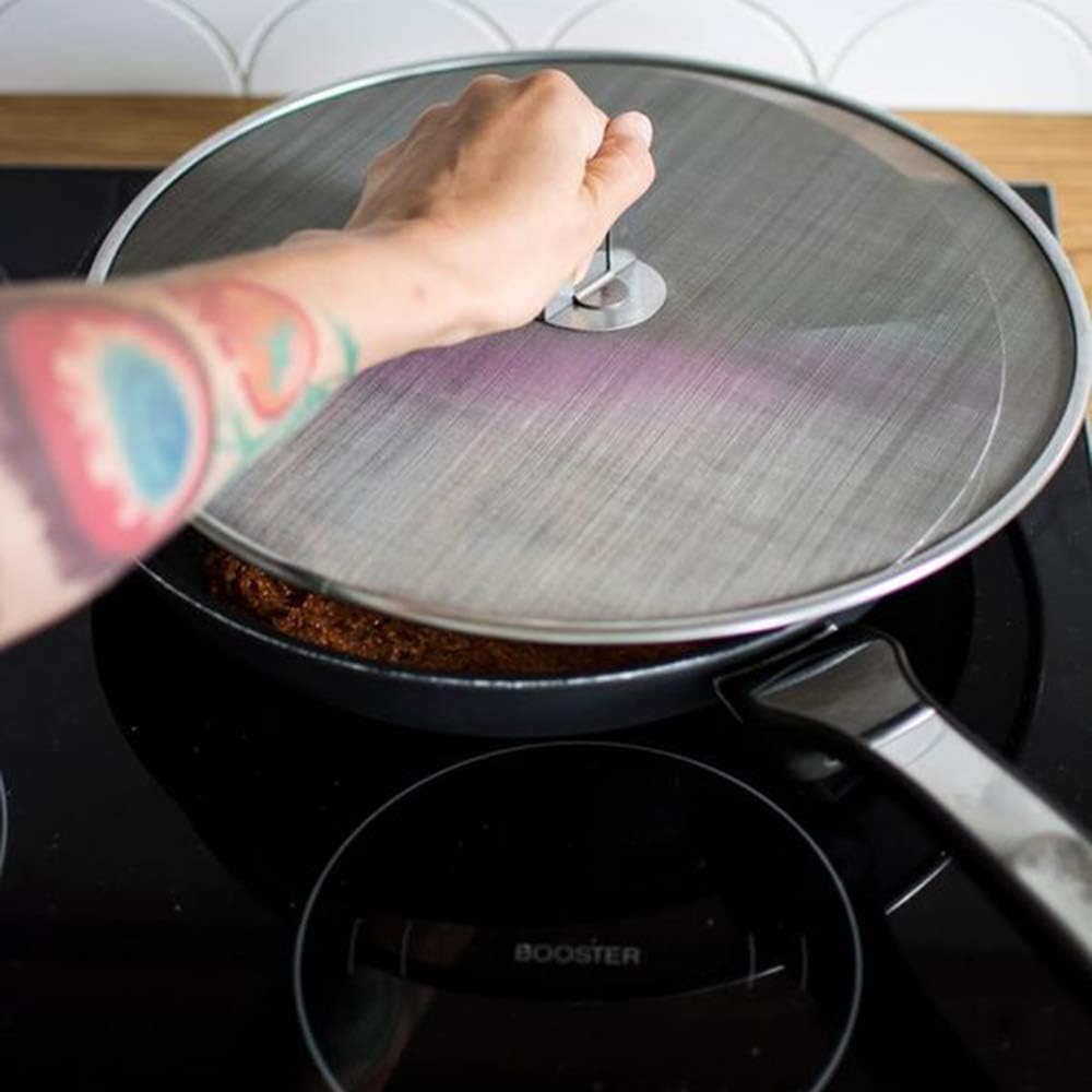 3 Pack Grease Splatter Screen for Frying Pan with Fold Flat Knob-Grease Splatter Guard Shield-No Cooking Oil Mess–No Burns–Ultra Fine Mesh Lids-Rust Free Stainless Steel- 9.8,11.5,13 Inch