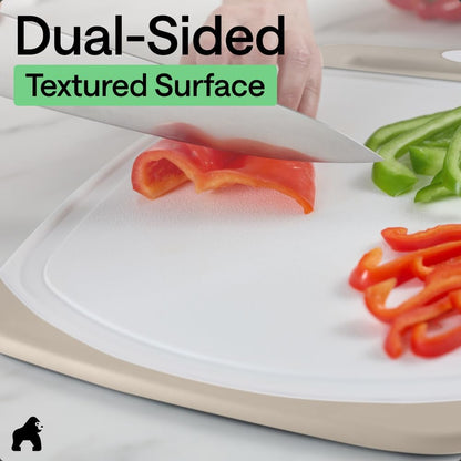 GORILLA GRIP BPA-Free Reversible Kitchen Cutting Board Set of 3, US Designed, Nonporous, Juice Grooves Catch Liquid, Slip Resistant Border, Dishwasher Safe, Durable Large Food Chopping Boards, Black