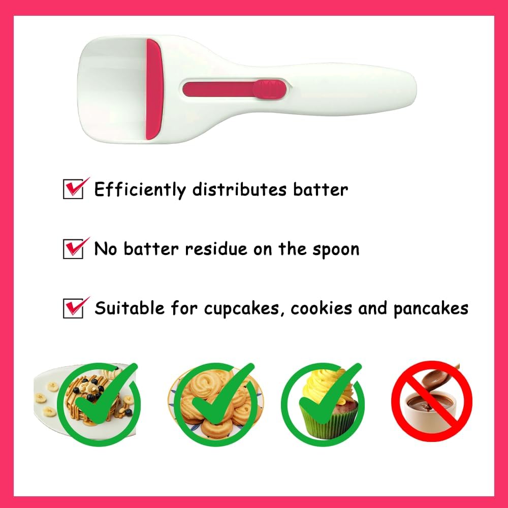Cupcake Batter Dispenser Scoop with One-Touch Sliding Button