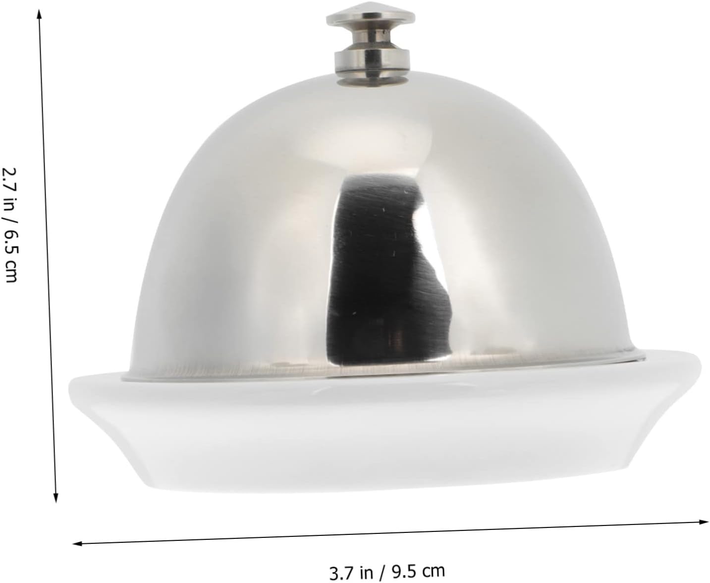 UKCOCO Ceramic Butter Dish with Stainless Steel Lid Beef Fat Tray and Relish Plate for Kitchen Restaurant Hotel Use Smooth Easy Clean Sauce Dish Covered for Food Storage and Serving