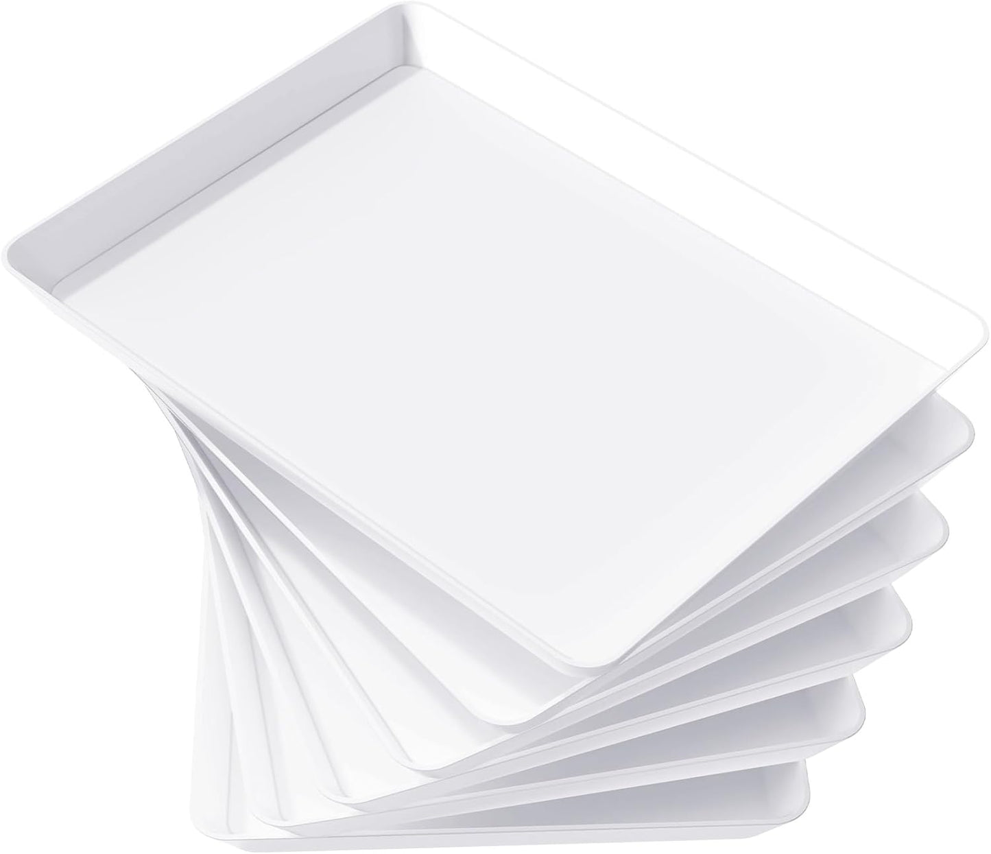 Lifewit Serving Tray for Party Supplies, Reusable Serving Platter for Catering, Snack, Fruit, Charcuterie, Appetizer, Plastic Food Trays, Hosting Essentials, BPA Free, White, 4 Pcs
