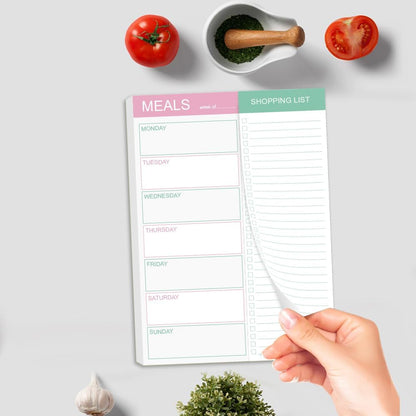 Magnetic Meal Planning Pad for Fridge - 10" x 7" Meal Planning Pad with Tear Off Shopping List. 52 Weeks Undated for Meal Planner and Grocery List with Magnet