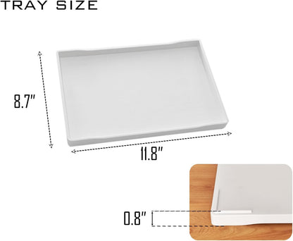 White Serving Tray (13.5 x 9.6 inch) for Serving Accessory, Elegant & Stackable Plastic Tray for Spa, Coffee, Drinks, Tea, Bar, Party, Seasoning, Perfume and Display Use.