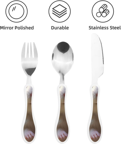 3-Piece Kids Silverware Set With Storage Case, Stainless Steel Reusable Children Safe Knife Spoon Fork Set Dragonfly Insects Flowers Children Flatware Set For Kids Lunch Box