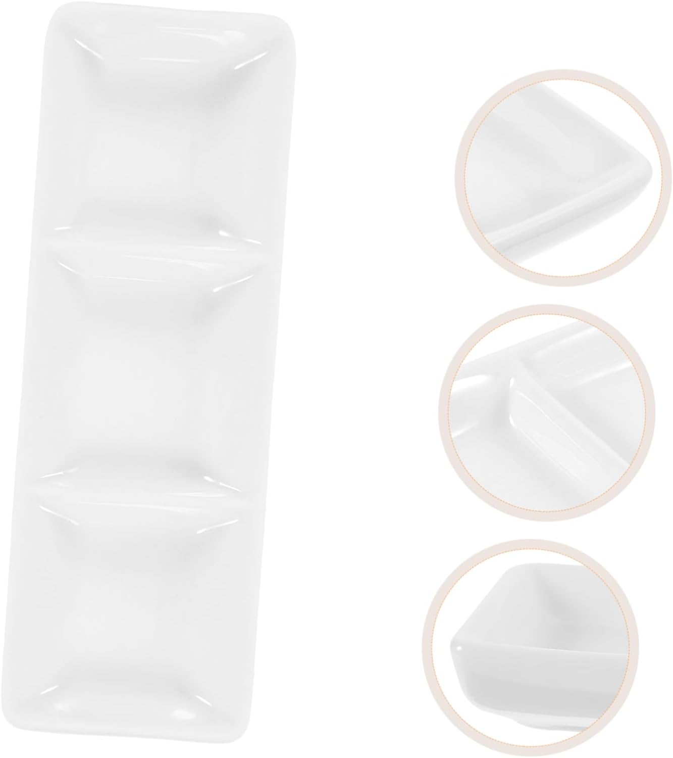 Small Relish Dish Serving Tray White Ceramic Rectangular Tray for Sauce Salsa Dressing