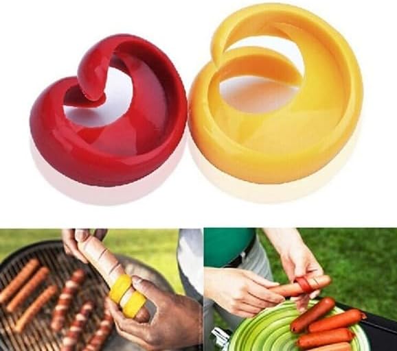 2Pcs Manual Fancy Sausage Cutter, Cyclone Barbecue Sausage Cutter Spiral Barbecue Hot Dogs Slicer Peelers Kitchen Cutting Gadget, Peelers