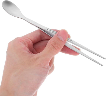 Ciieeo Tasting Spoon - Stainless Steel Spoon Tweezer 2 in 1 Chef Serving Tongs for Plating Buffet Banquet Barbecue Cooking Grilling Culinary Salad Dressing