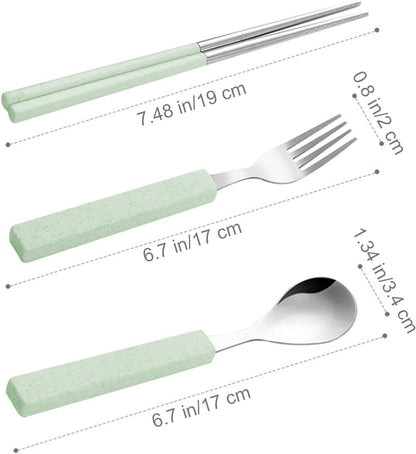 VANRA 3-Piece Children Utensils Set 18/10 Stainless Steel Child Flatware Set Silverware Knife Spoon Fork Set with Travel Case for Kids Lunch Box