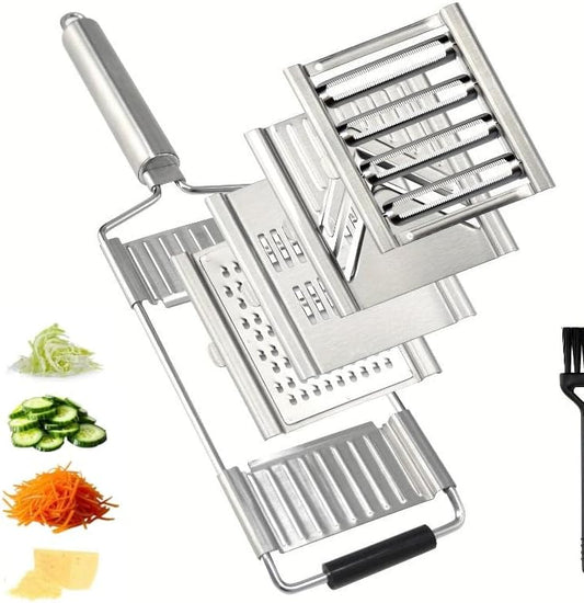 HongYuanShunDa-4-in-1 Vegetable Cutter with Cheese Grater, Stainless Steel Mandoline Slicer for Kitchen, Carrot Cucumber Cabbage Shredder, with Hook for Easy-Hang Storage