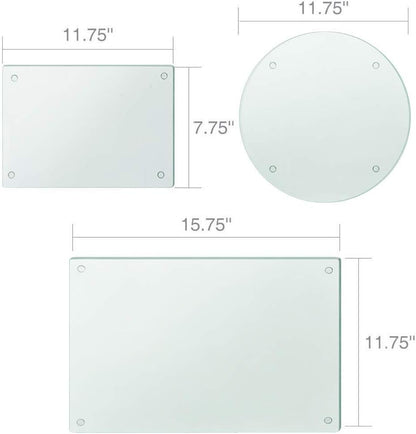 Murrey Home Glass Cutting Board Set for Kitchen Counter, Tempered Glass Chopping Boards Dishwasher Safe, Small Clear Countertop Tray, 16"x12"x2PC