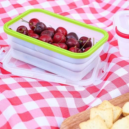 ECOBERI Collapsible Silicone Food Storage Containers, BPA Free, Microwave, Freezer and Dishwasher Safe, Lunch, Meal Prep, Travel, Space-Saving