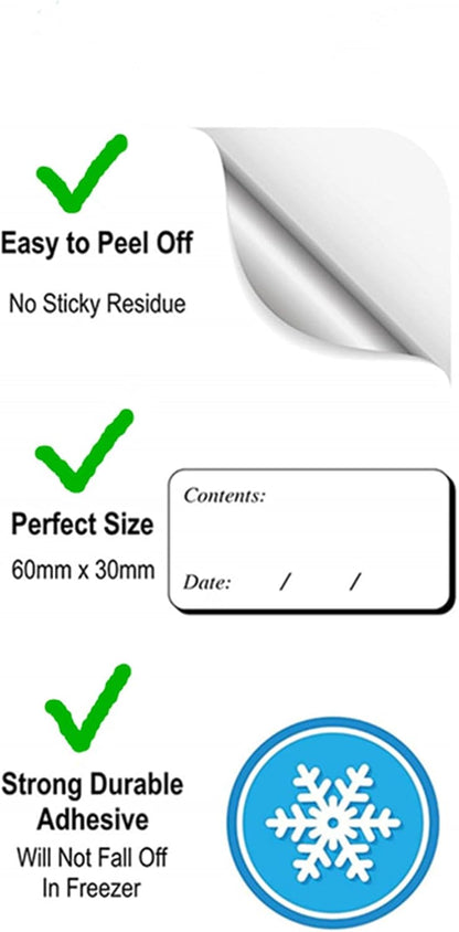 Hybsk Removable Freezer Food Labels for Jars Easy Peel Off - Frozen Food Storage Labels that Leave No Sticky Residue After Use (Type 2)