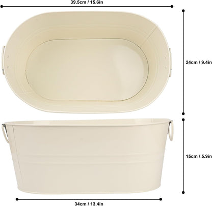 3 PCS 15.3 x 9 x 6 inches Black Metal Galvanized Tub with Handles, 3 Gallon Galvanized Beverage Tubs for Parties, Large Metal Drink Ice Buckets for Beer, Wine, Cocktails & Outdoor Events