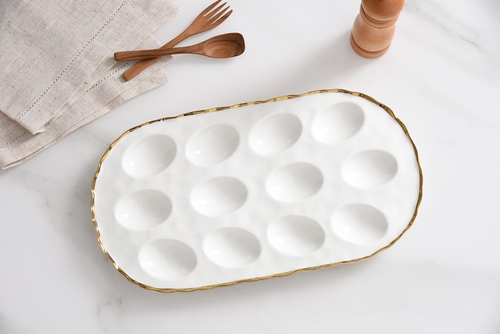 Portofino Oval Deviled Egg Tray, 14.5" x 7.75" x 1"