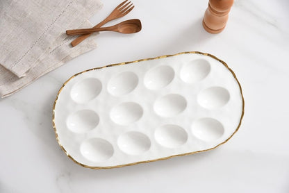 Portofino Oval Deviled Egg Tray, 14.5" x 7.75" x 1"