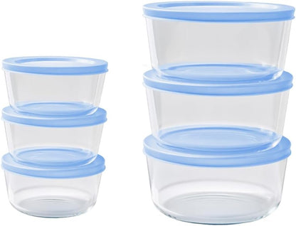 6-Piece Glass Food Storage Containers Set (3 Containers + 3 BPA-Free Lids) | 2-Cup, Leakproof | Microwave, Freezer, Oven & Dishwasher Safe | Ideal for Meal Prep & Pantry Organization, Pistachio