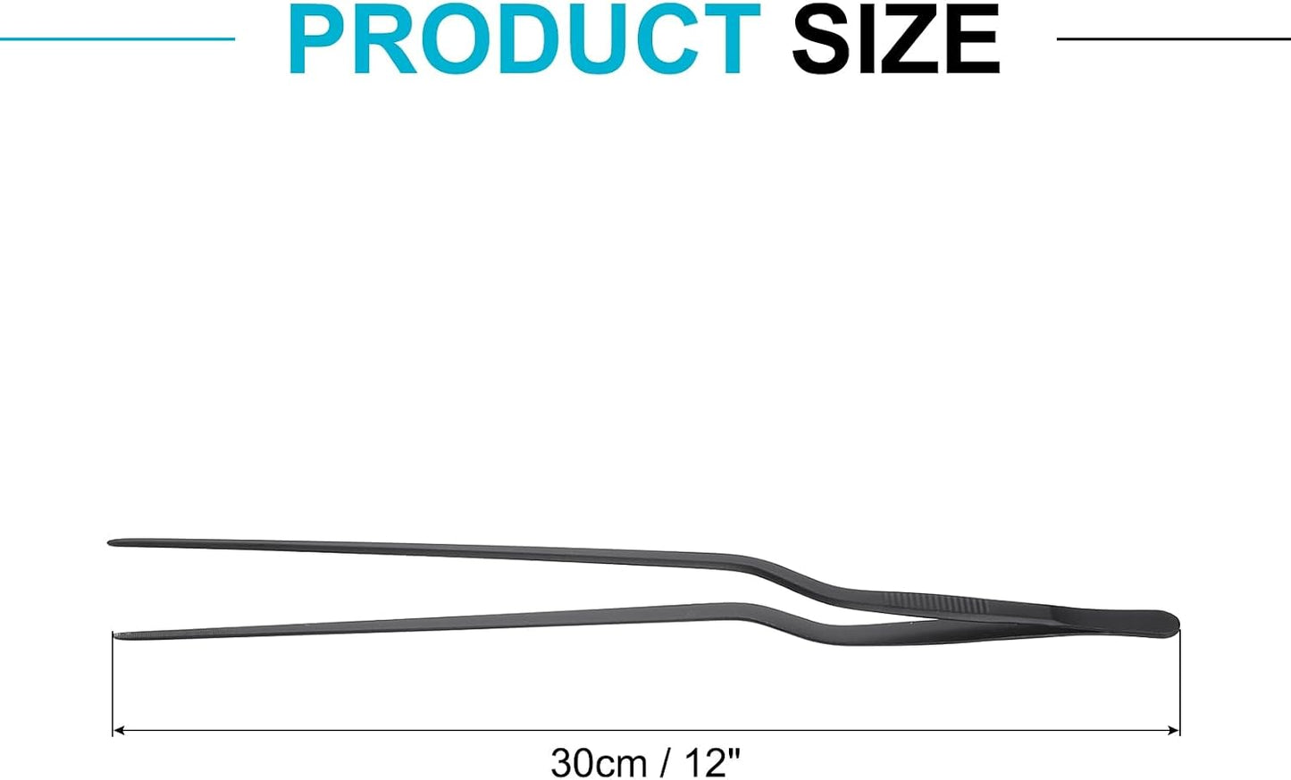 uxcell Kitchen Tweezers Stainless Steel, 10 Inch Food Tongs Fine Cooking Tweezers Set Extra-Long Tweezer Tongs for Cooking Grill Baking BBQ, Black Clip