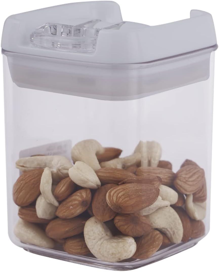 Felli®️ Flip-Tite Acrylic Airtight Food Storage Container With Flip Lid - 270ml | Leak Proof, BPA Free Plastic Container For Kitchen | Easy To Open Ring Handle | Stackable Multipurpose Jar Canister