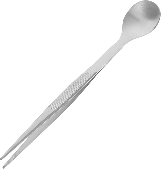 Ciieeo Tasting Spoon - Stainless Steel Spoon Tweezer 2 in 1 Chef Serving Tongs for Plating Buffet Banquet Barbecue Cooking Grilling Culinary Salad Dressing