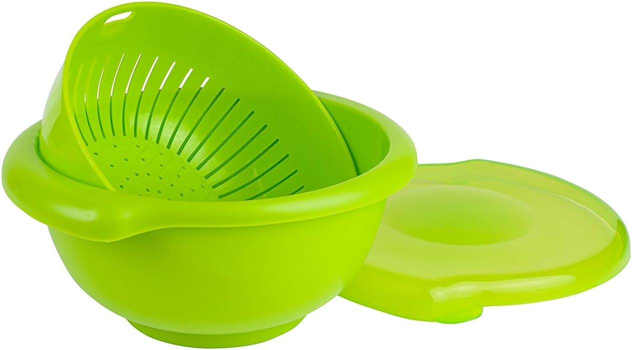 Hutzler 3-in-1 Berry Bowl Keeper, Colander & Container, Keeps Berries Fresh Longer, 1 Quart Capacity (Yellow)