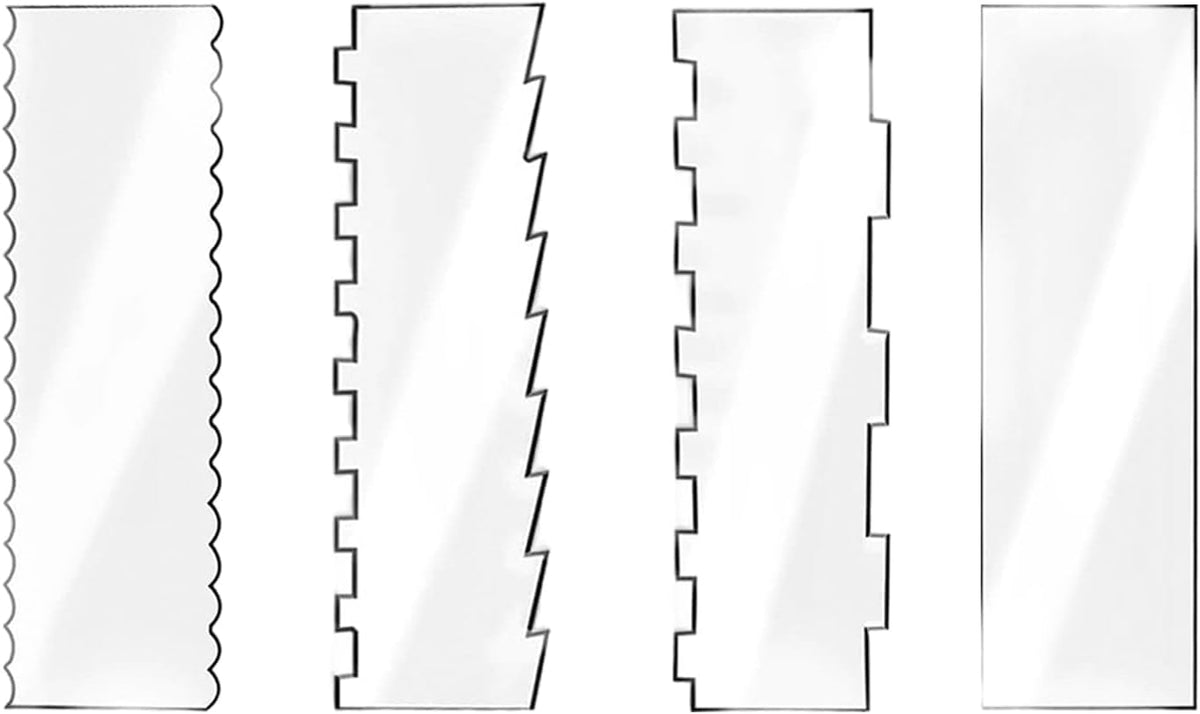 4-Piece Cake Scraper Set, Cake Stripe Edge Contour Comb, 7 Different Shapes, Durable