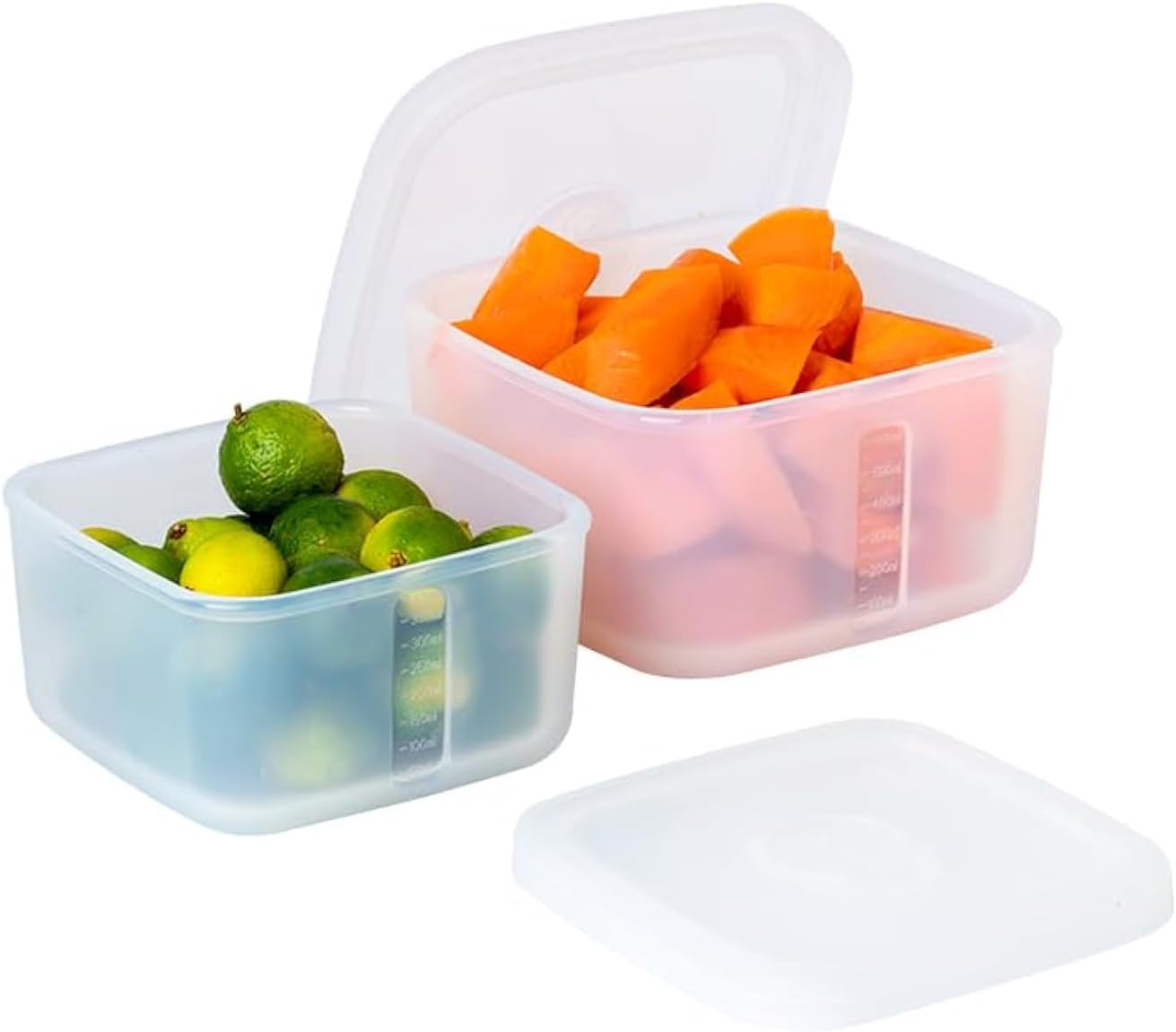 OTB Set of 2 Reusable Silicone Containers Clear, Nesting Leak-free Silicone Food Storage Boxes, BPA Free, Airtight, Dishwasher and Freezer Safe