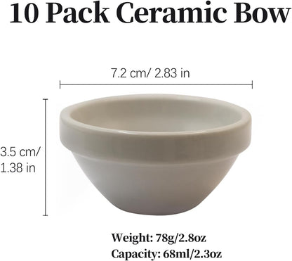 3in 2.5oz Small Clear Glass Ramekins Custard Bowls, 10 Pack Mini Glass Dipping Sauce Cups Pinch Bowl, Little Kitchen Condiment Ingredient Prep Salad Dishes, Dishwasher Microwave Freezer Safe