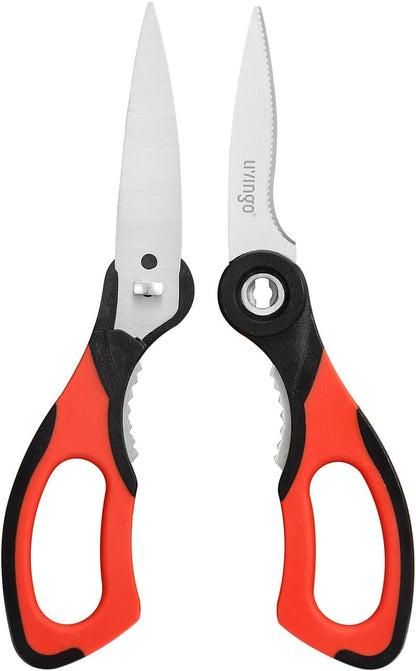 LIVINGO 8.5 Inch Kitchen Shears Serrated Blade Food Scissors