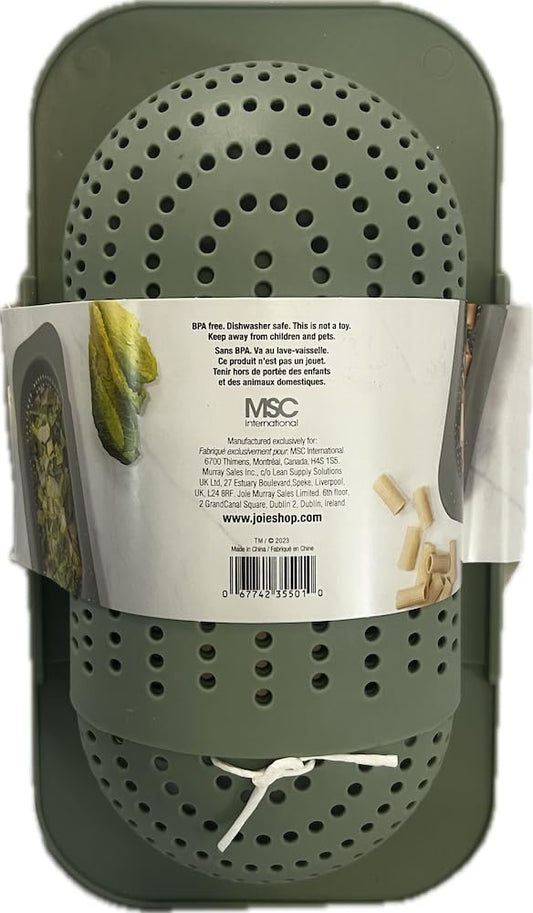 Joie Expandable Sink Colander, Over the Sink Strainer, Fits Most Standard Sinks, Expands to 17 in (Green)