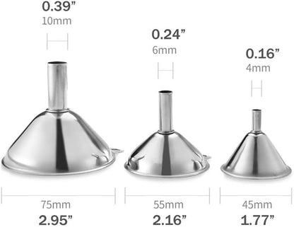 Norpro Stainless Steel Funnels, Set of 3, Silver