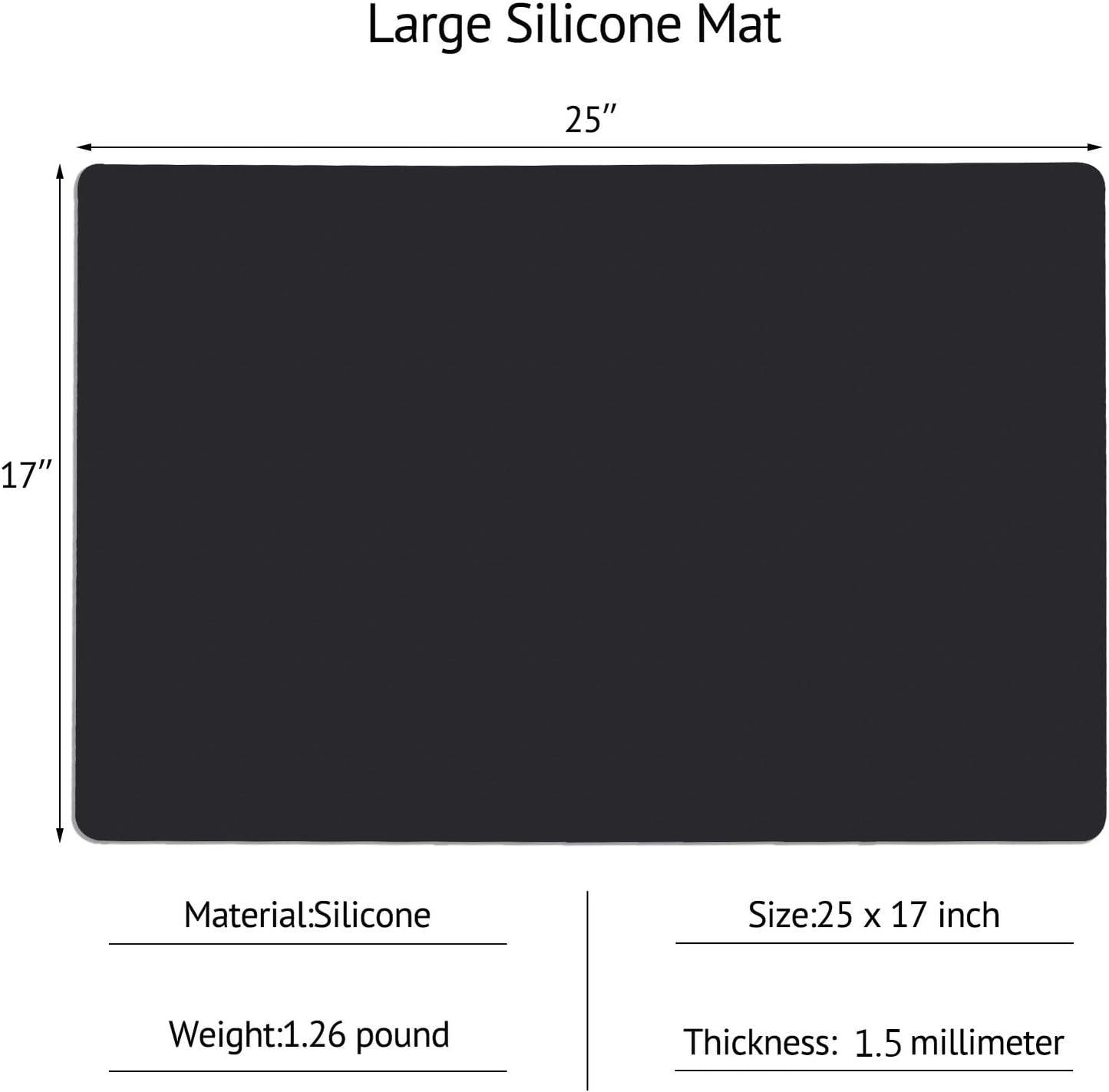 Gartful Extra Large Silicone Mats for Countertop, 28" by 20" Multipurpose Mat, Counter Table Protector, Desk Saver Pad, Placemat Nonstick Nonskid Heat-Resistant Pad, Black