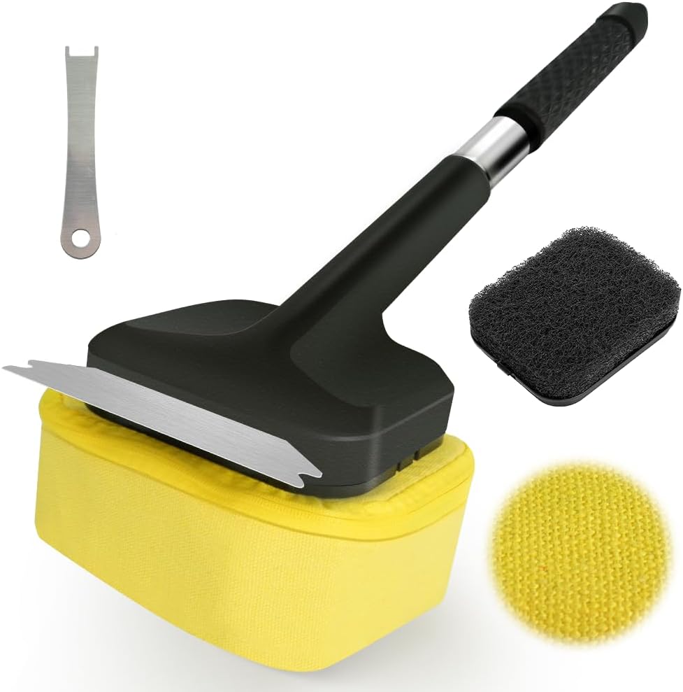 Grill Brush for Outdoor Grill,Grill Brush Bristle Free BBQ Grill Brush with Durable Scraper for Cast Iron/Stainless-Steel Grates, 2 BBQ Replaceable Grill Cleaner Brush, Gifts for Men/Dad