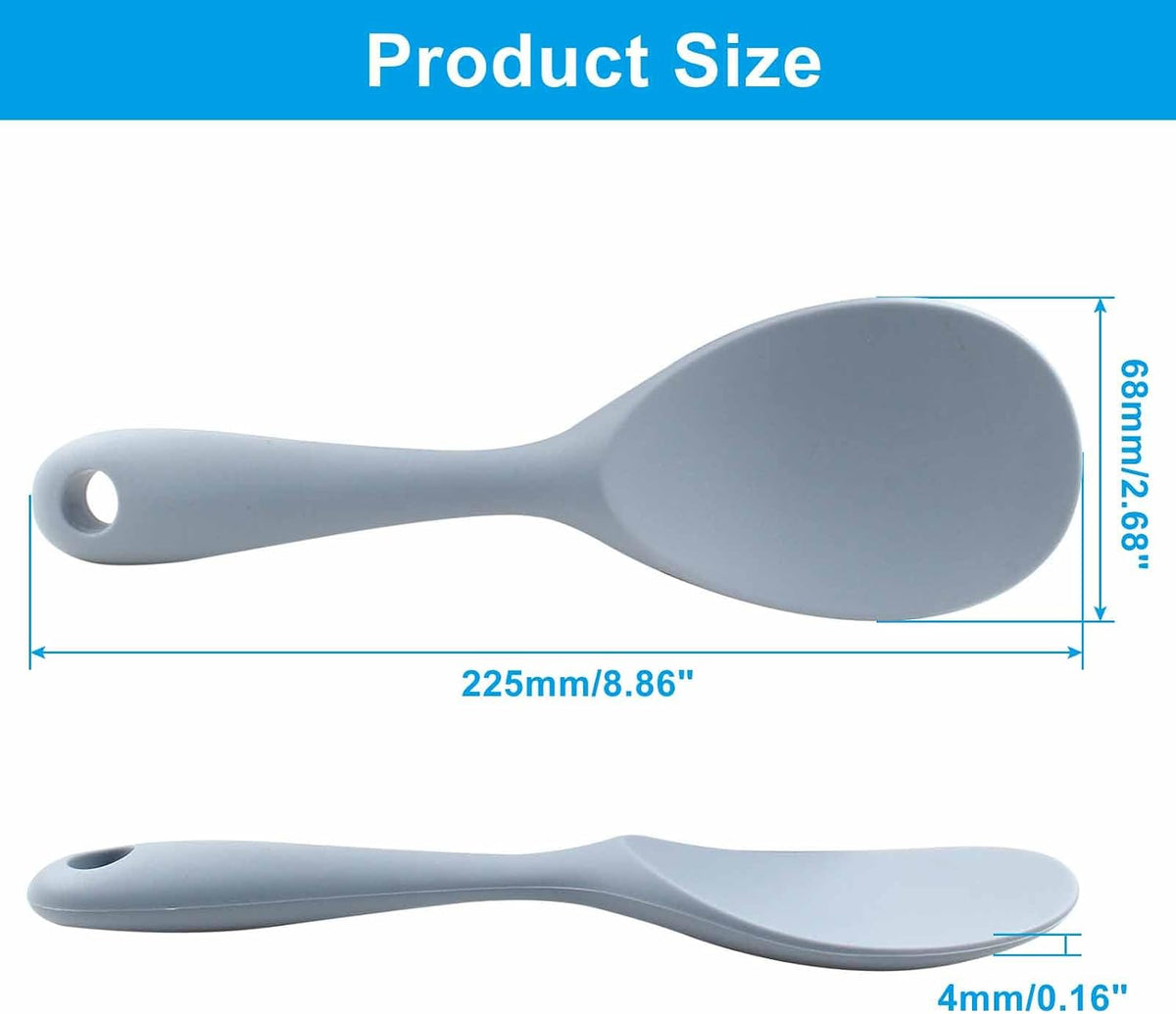 2Pcs Silicone Rice Paddle, Gray