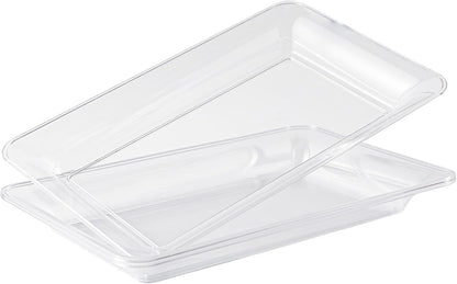 6-Pack 14" x 9" Clear Large Plastic Serving Trays, Reusable Serving Platters for Dessert, Fruit, Snacks, Cookies, Heavy Duty Food Serving Tray for Kitchen, Party