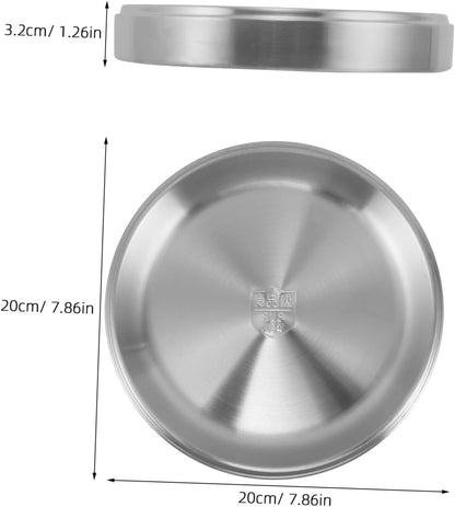 OUNONA Stackable Stainless Steel Griddle Plate for Bbq and Grilled Side Dishes Round Serving Tray for Food Prep and Outdoor Cooking Versatile and Space-saving Design