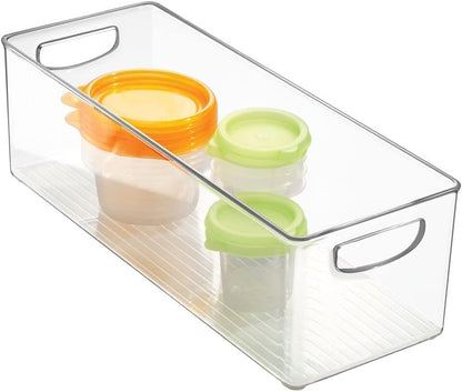mDesign Plastic Kitchen Organizer - Storage Holder Bin with Handles for Pantry, Cupboard, Cabinet, Fridge/Freezer, Shelves, and Counter - Holds Canned Food, Snacks - 2 Pack - Clear