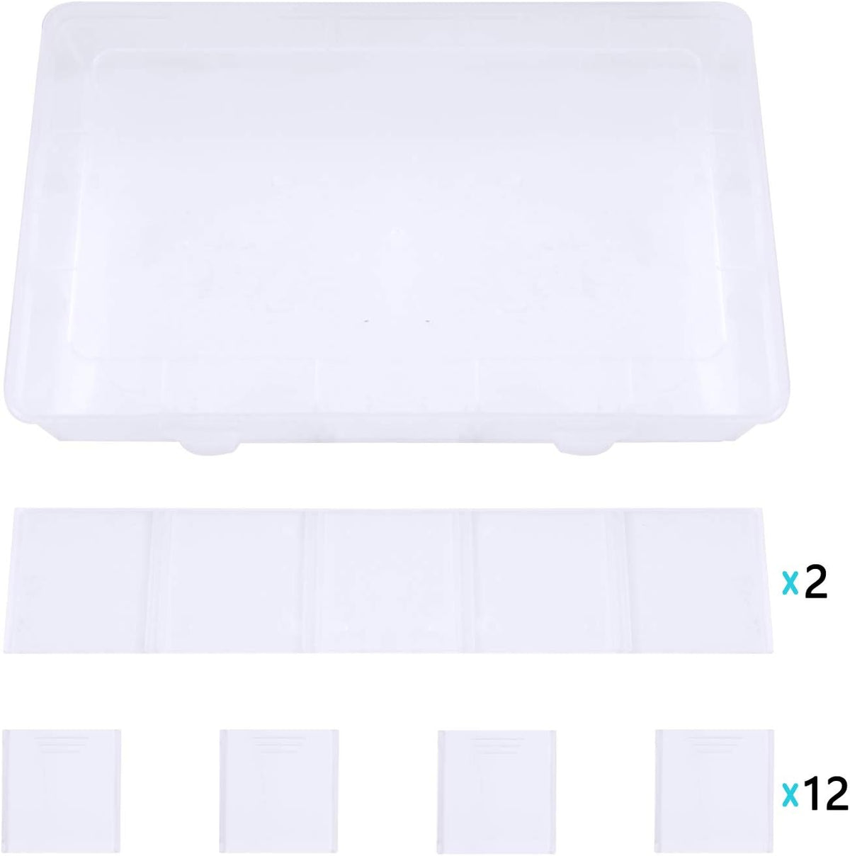 Gospire 15 Large Grids Clear Plastic Jewelry Box Organizer Storage Container with Removable Dividers (15 Grids - Clear)
