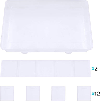 Gospire 15 Large Grids Clear Plastic Jewelry Box Organizer Storage Container with Removable Dividers (15 Grids - Clear)