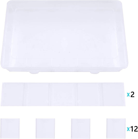 Gospire 15 Large Grids Clear Plastic Jewelry Box Organizer Storage Container with Removable Dividers (15 Grids - Clear)