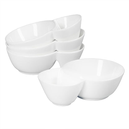 4 Pieces Chip and Dip Serving Set Ceramic Divided Serving Trays Platters Chip and Dip Bowl Compartment Cheese Ball Serving Dish Dumpling Plate for Party Appetizers Snacks Veggies, 7.1 Inch