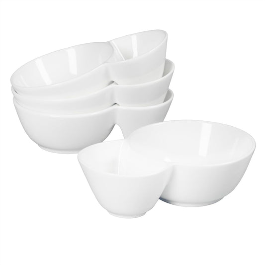 4 Pieces Chip and Dip Serving Set Ceramic Divided Serving Trays Platters Chip and Dip Bowl Compartment Cheese Ball Serving Dish Dumpling Plate for Party Appetizers Snacks Veggies, 7.1 Inch